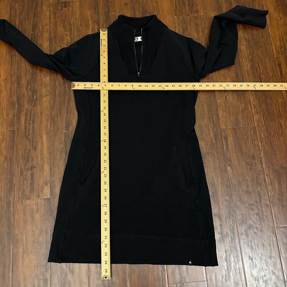 AMERICAN GIANT Mini Moto Dress Black 1/4 Zip Sweatshirt Mock Neck Sporty - Picture 11 of 11
